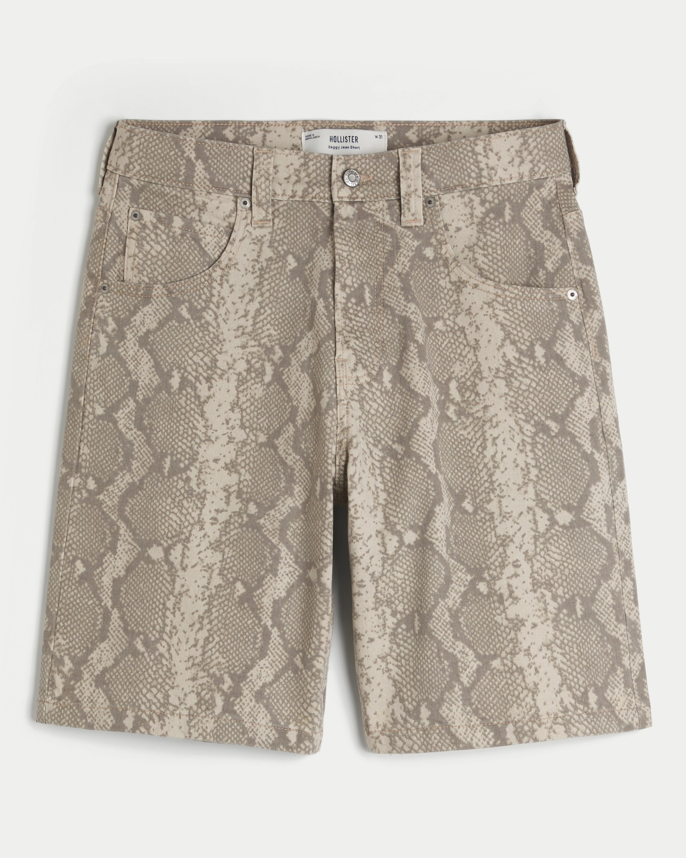 Snake Print Baggy Jean Shorts | Hollister (US)