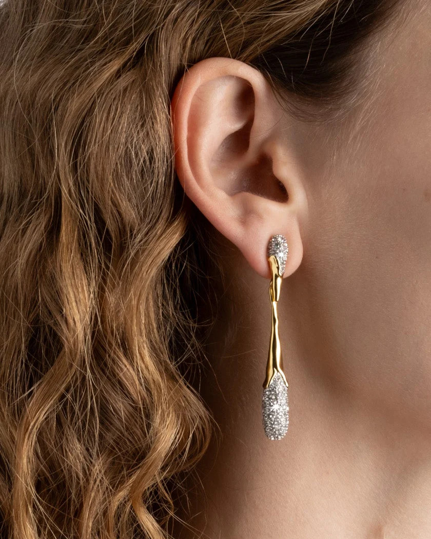 Solanales Linear Crystal Teardrop Earrings | 14k Gold and Crystal | Alexis Bittar