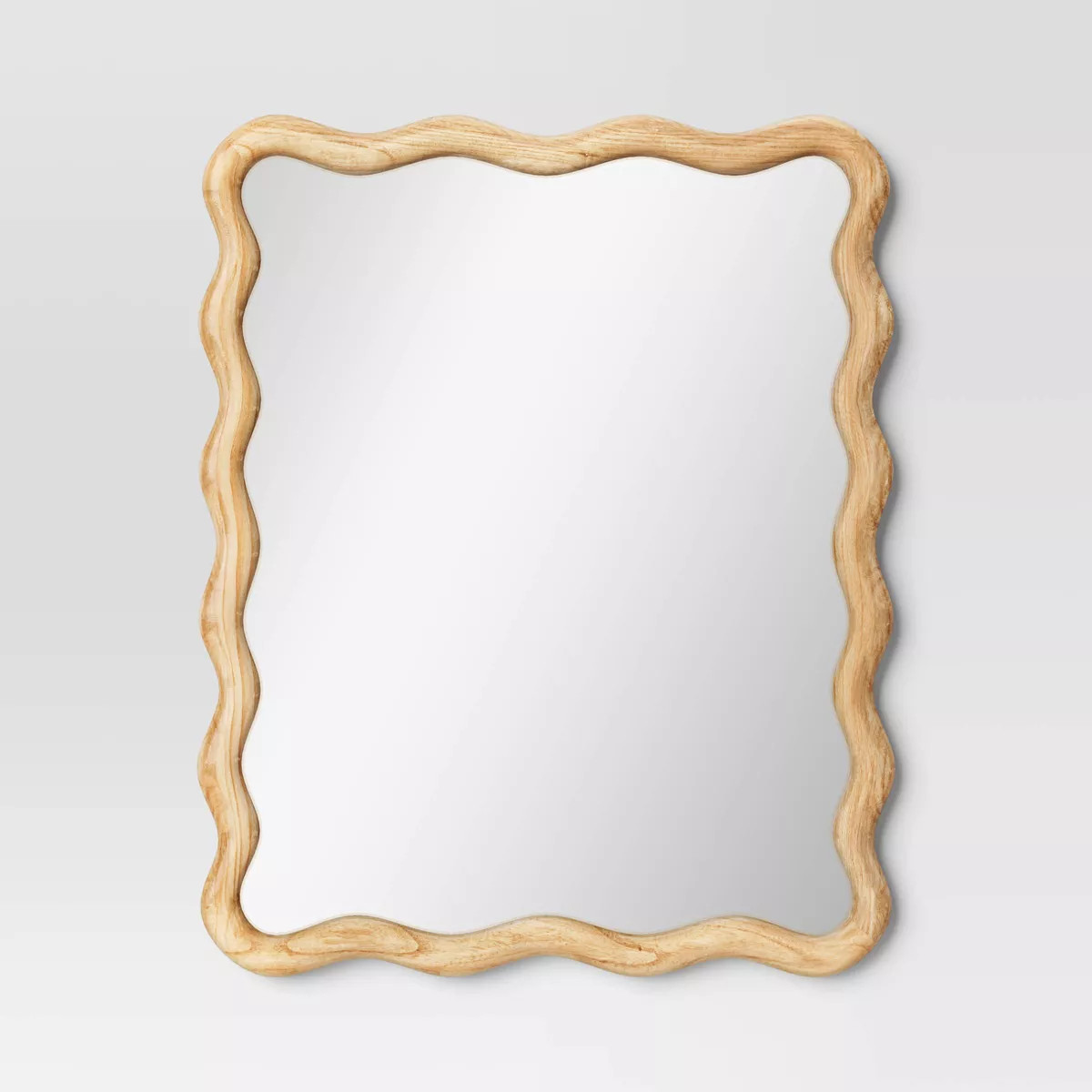 24"x 30" Scalloped Wall Mirror Natural Wood - Threshold™: Modern Style, Rectangle Shape, Wood F... | Target