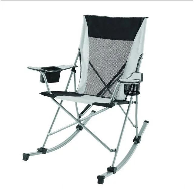 Ozark Trail Tension 2 in 1 Mesh Rocking Camp Chair, Gray and Black, Detachable Rockers, Adult | Walmart (US)