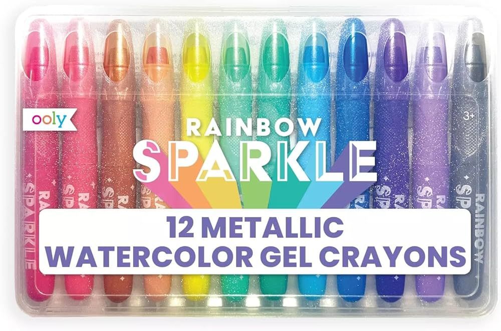 Ooly Rainbow Sparkle Gel Crayons for Kids and Adults - Set of 12 Watercolor Glitter Markers for G... | Amazon (US)