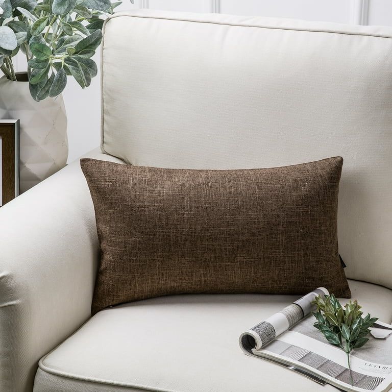Phantoscope Textural Faux Linen Series Decorative Throw Pillow, 12" x 20", Coffee, 1 Pack - Walma... | Walmart (US)