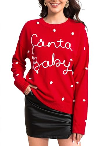 Simplee Womens Christmas Sweaters Long Sleeve Crewneck Oversized Sweater Fashion Winter Knitted P... | Amazon (US)