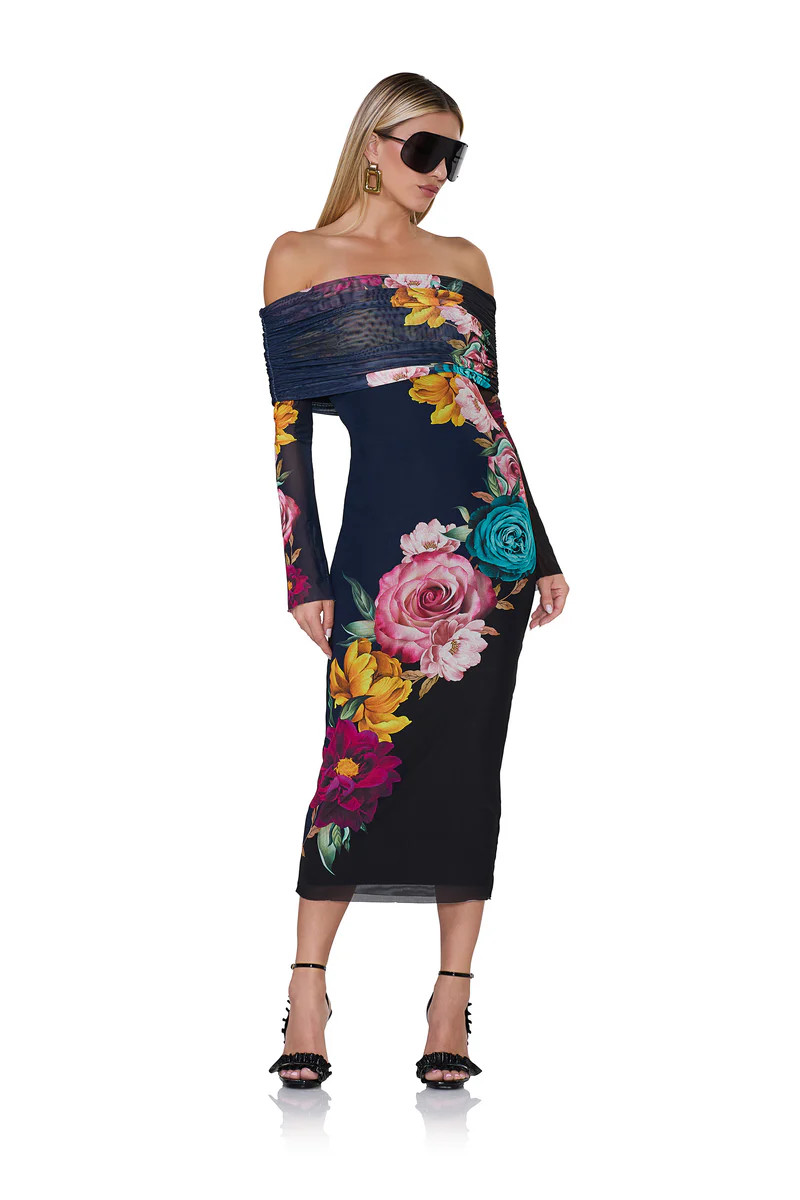 Cornelia Midi Dress - Navy Block Floral | ShopAFRM