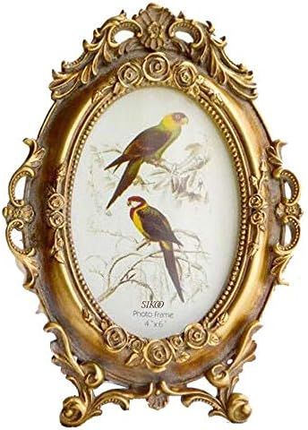 SIKOO Vintage 4x6 Ornate Picture Frame Oval Antique Baroque TableTop Wall Mounting Photo Frame wi... | Amazon (US)