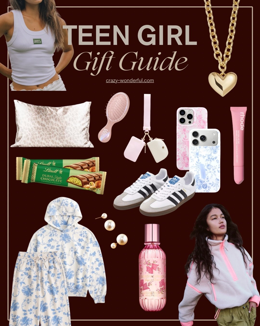 🎅🏼 Teen Girl Gift Guide 🎅🏼 

A collection of all things trending with teen girls right now, what’s on their wish list, or is something my teen girl already has and loves!



Daily Drills, Free People fleece, floral sweat set, wristlet, gold heart necklace, silk pillowcases, Rhode, Love Shack Fancy, pearl earrings, Dubai chocolate

#LTKGiftGuide #LTKHoliday