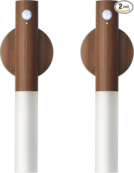 Wooden Motion Sensor Lights Indoor - Magnet Body Hallway Rechargeable LED Wireless Battery Operat... | Amazon (US)