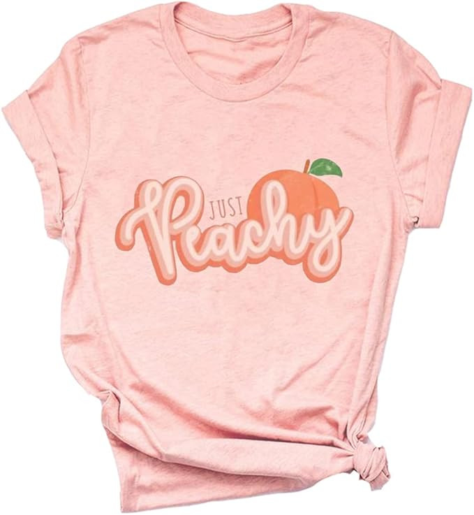 Ykomow Just Peachy T Shirt Womens Short Sleeve Casual Summer Graphic Tees Tops | Amazon (US)