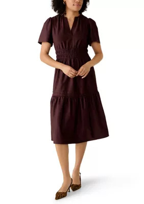 Women's Short Sleeve Suede A-Line Midi Dress | Belk
