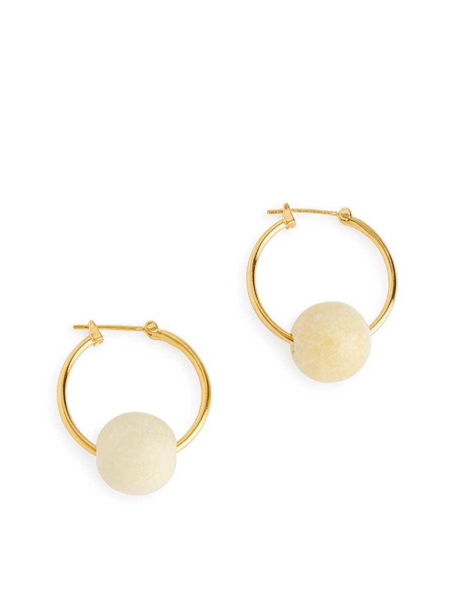 Stone Pendant Hoop Earrings - Gold - ARKET GB | ARKET (US&UK)