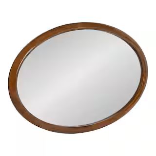 Kate and Laurel Pao 36 in. x 24 in. Classic Oval Framed Walnut Brown Wall Accent Mirror-217839 - ... | The Home Depot