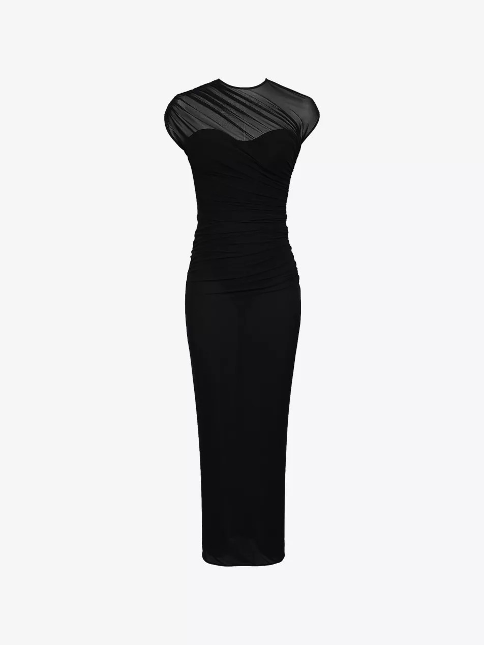 Orelia Draped Mesh Maxi Dress | Selfridges