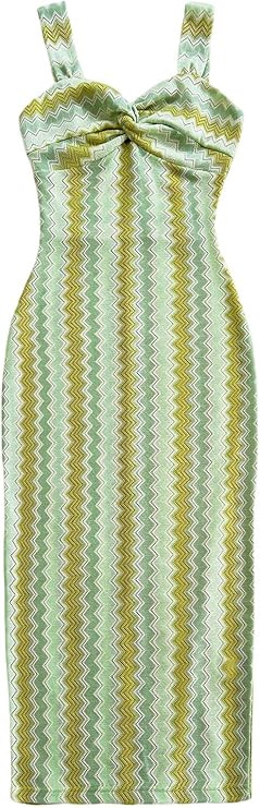 GORGLITTER Women's Chevron Print Striped Summer Dresses Split Sleeveless Bodycon Maxi Dress Vacat... | Amazon (US)