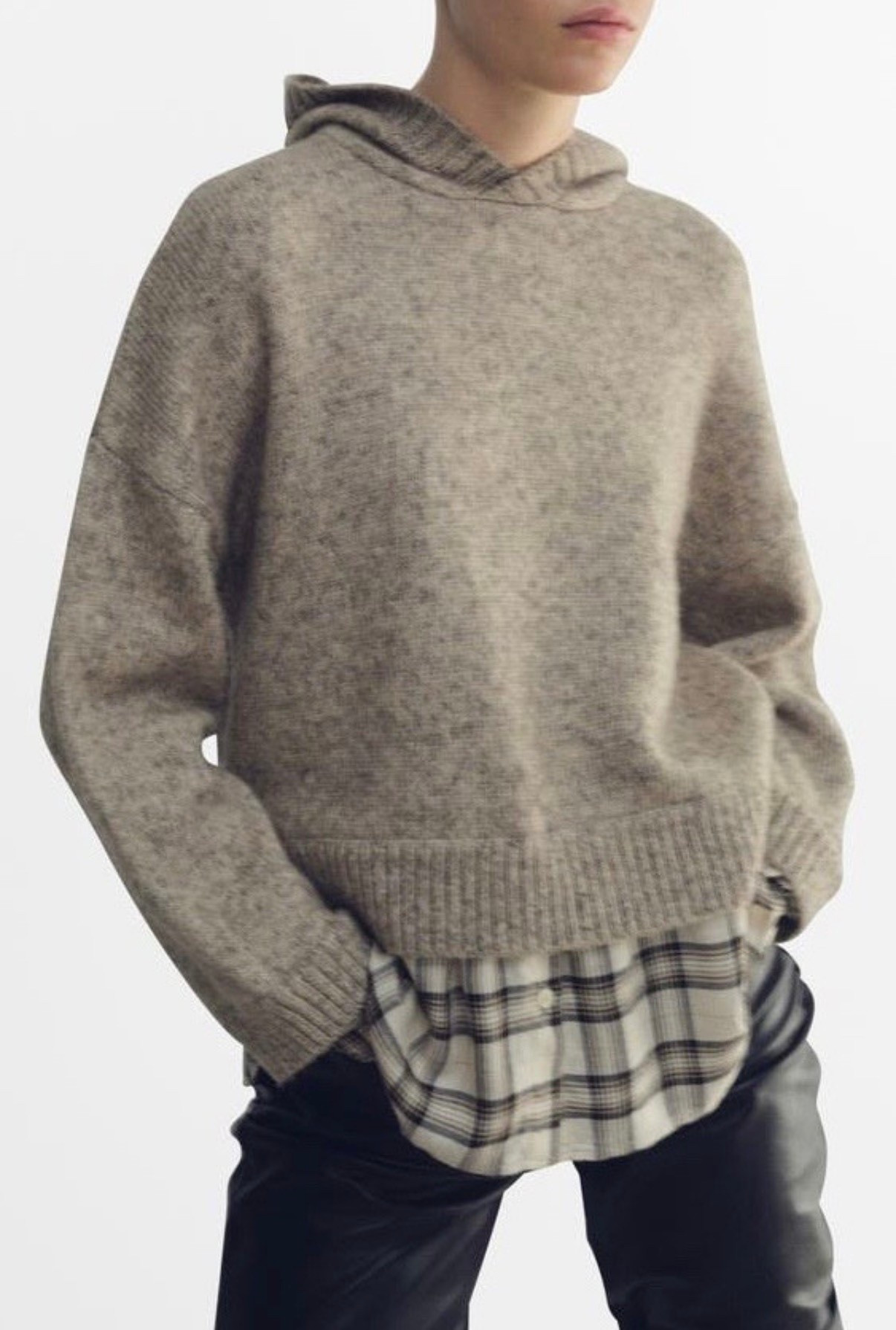 Sweater with plaid top
Faux leather pants 


#LTKSeasonal