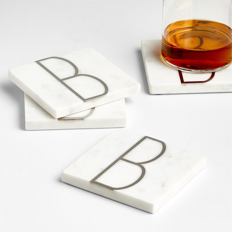 Marble "B" Monogram Coasters, Set of 4 + Reviews | Crate & Barrel | Crate & Barrel