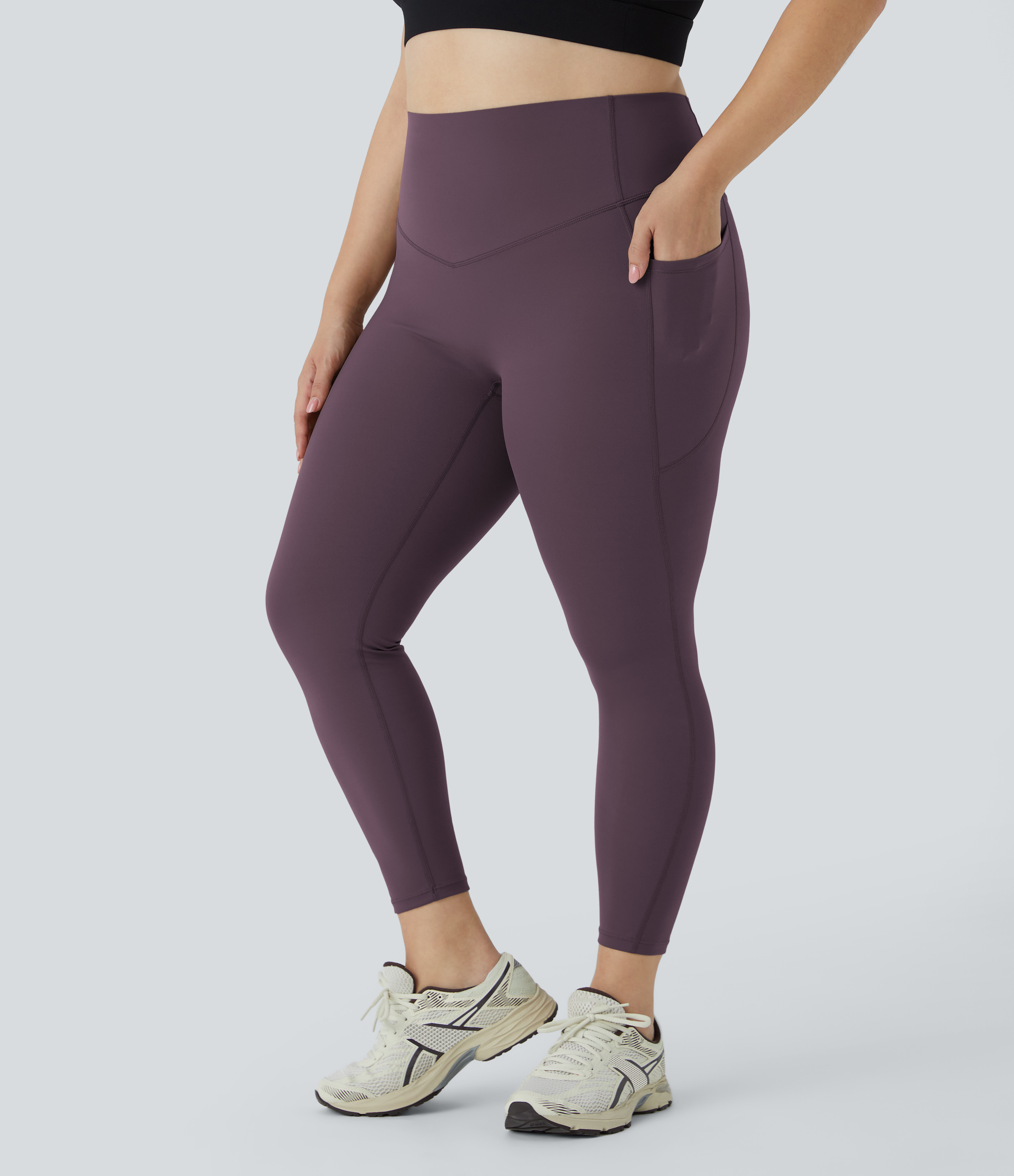 Halara Halara UltraSculpt™ SoCinched High Waisted Tummy Control Pocket Shaping Training Plus Size Leggings  - Night's Purple - 1X(full_length) | HALARA