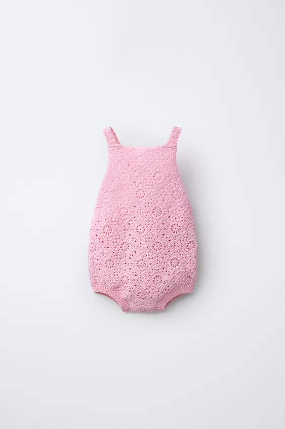 PLAIN CROCHETED FLOWER ROMPER | Zara US