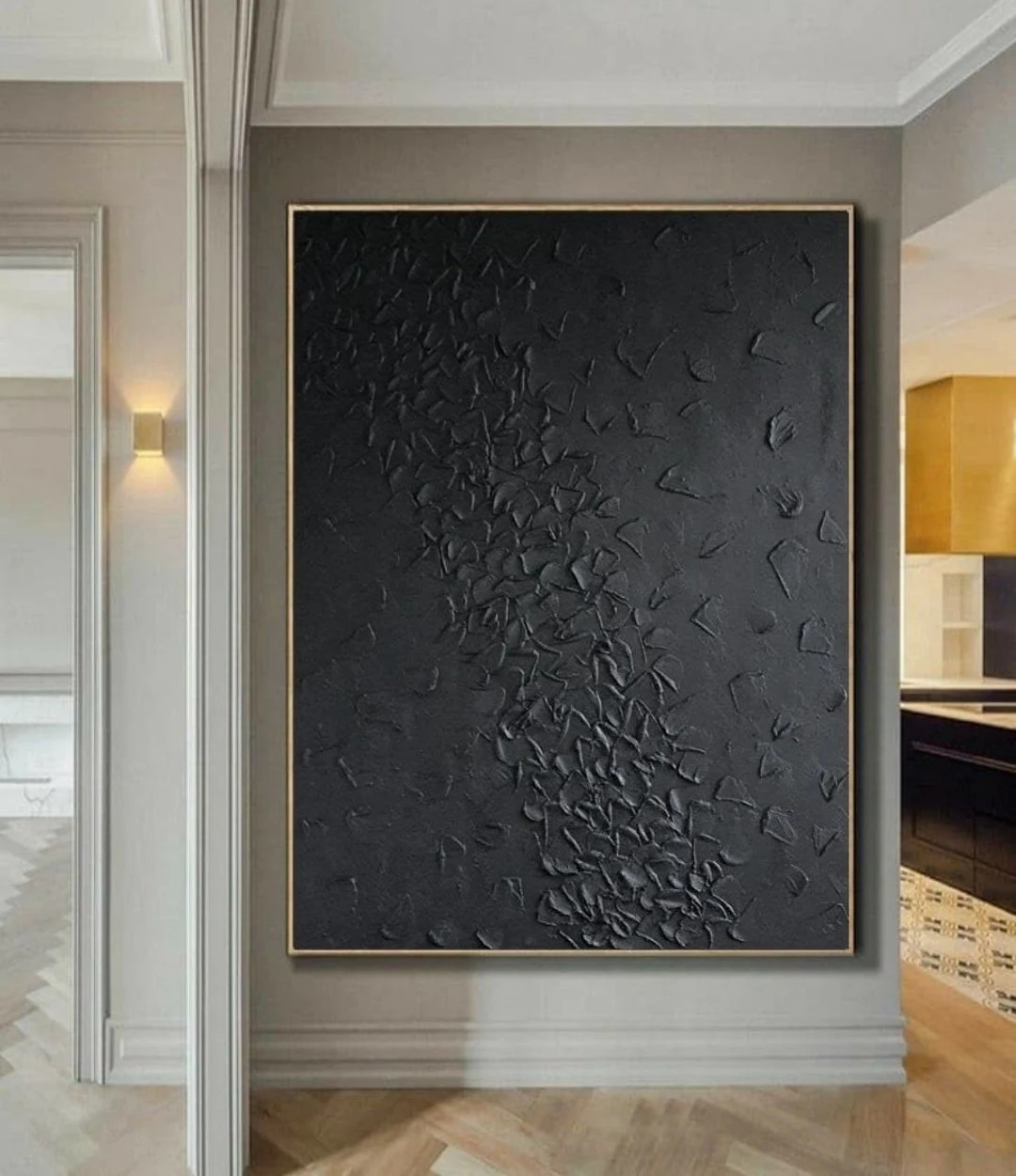 Black Extra Large Original Rich Texture Art Canvas, Abstract Painting, Modern Art Loft style,Cont... | Etsy (US)