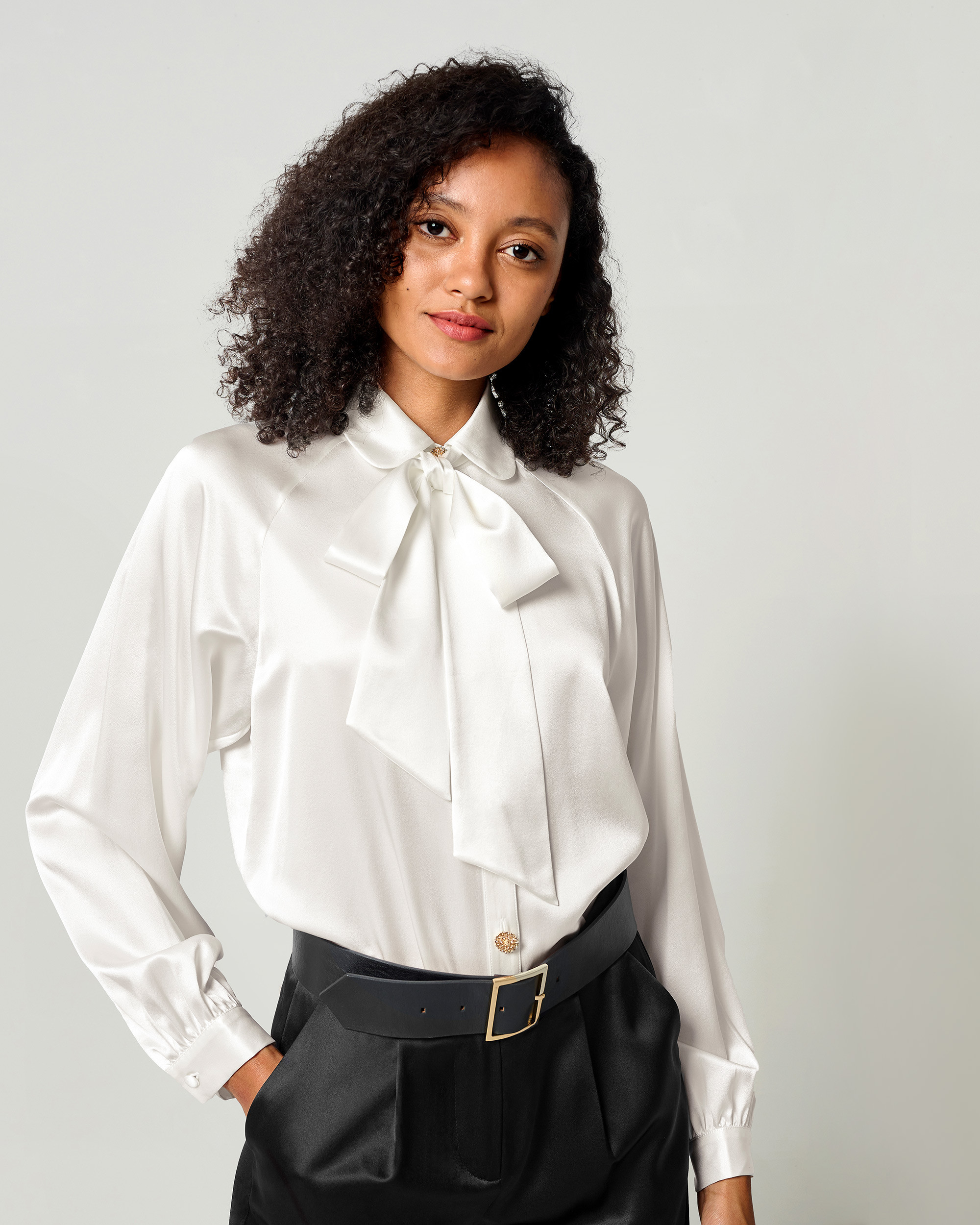 Vintage Tie Neck Silk Shirt | LilySilk
