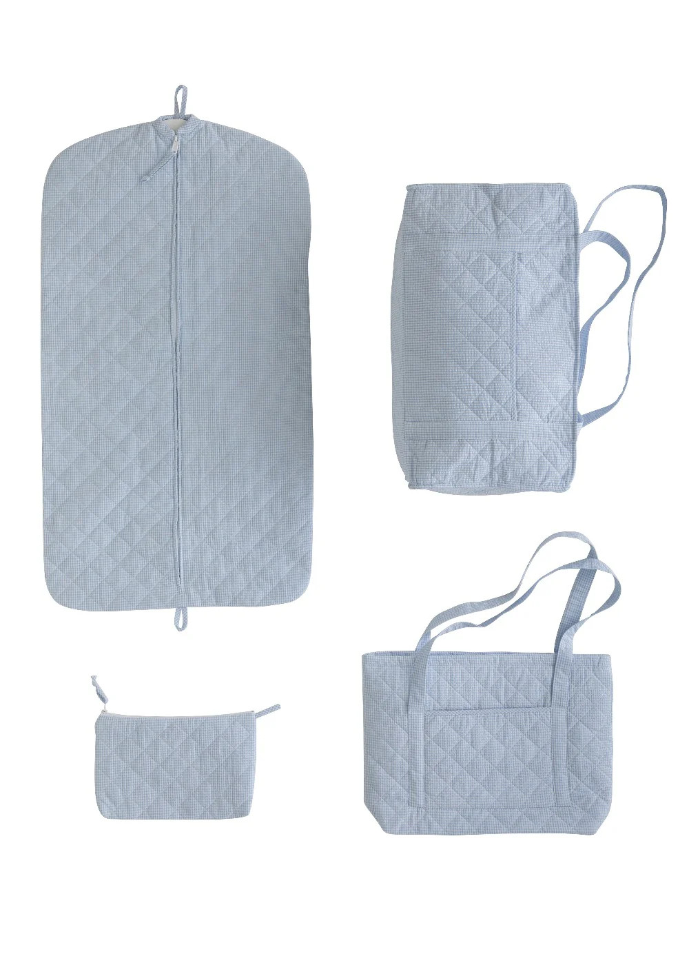 Little Boys Luggage Set - Quilted Light Blue | Little English