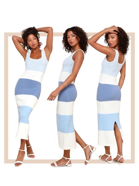 Ivory and blue striped midi dress

#LTKfindsunder100 #LTKstyletip #LTKSpringSale