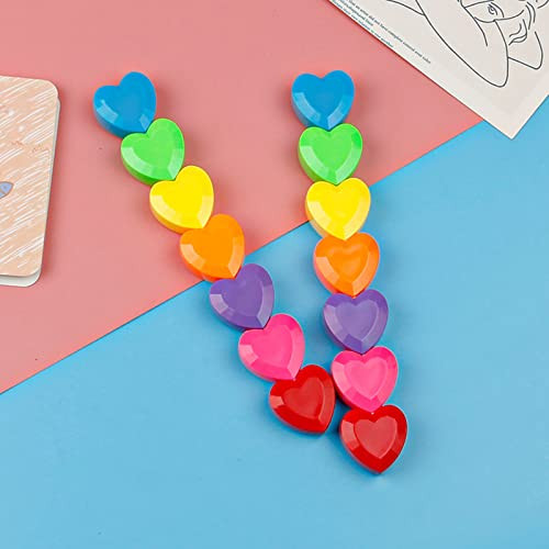 FOIJAYI 2pcs Heart Shape Stacking Highlighter 6 Pastel Colors in 1 Buildable Chisel Tip Cute Marker Pen for Drawing Painting Writing,Highlighter Fluorescent Pen for Kids School Office Supplies | Amazon (US)