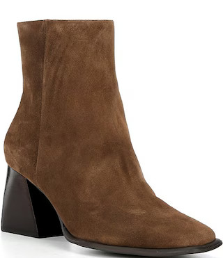 Holy-Grail Suede Zipper Block Heel Booties | Dillard's