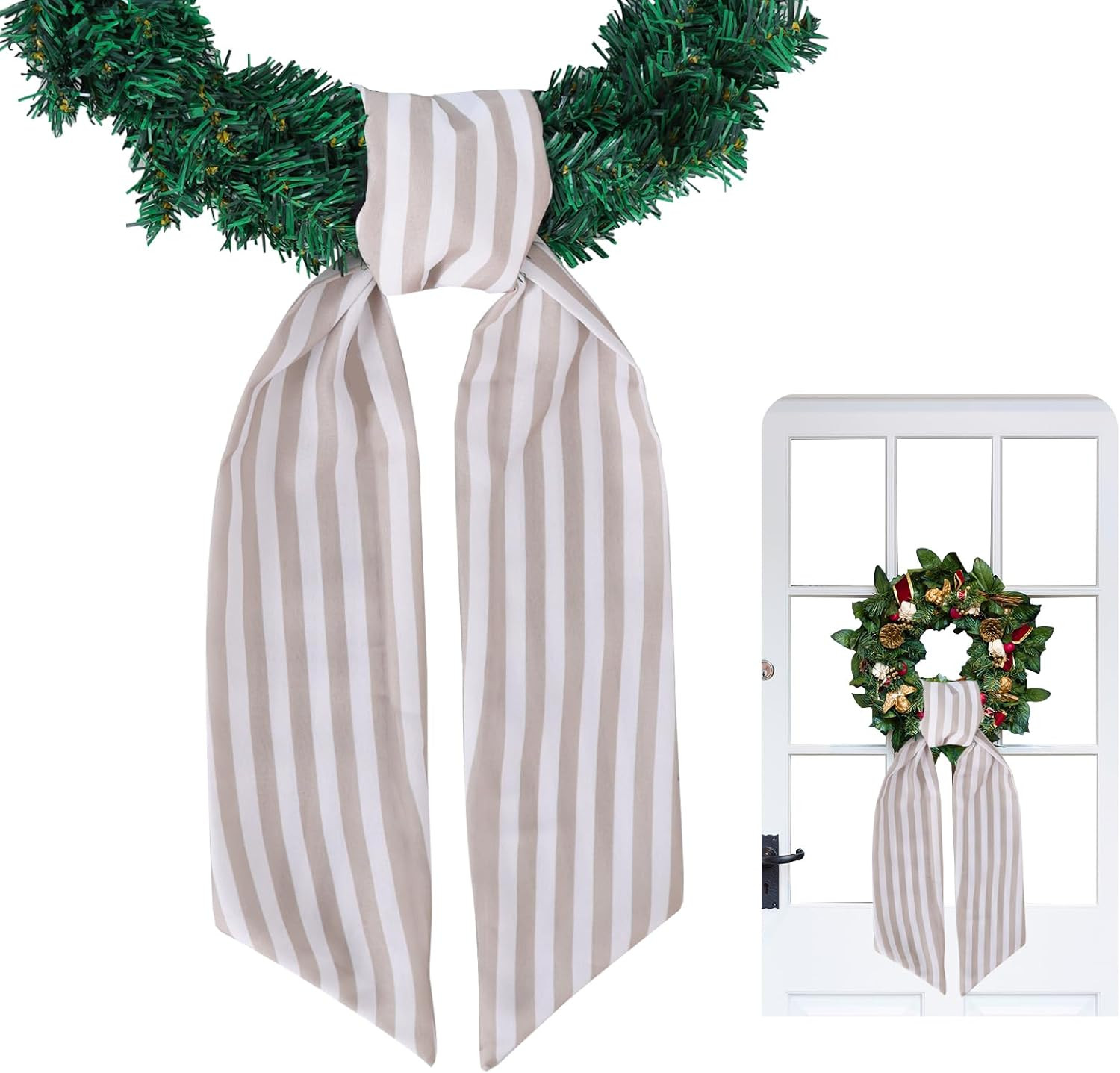 TONIFUL Wreath Sash for Front Door 4.5" x 56" Burlap Stripe Wreath Sash for Embroidery Garland Do... | Amazon (US)