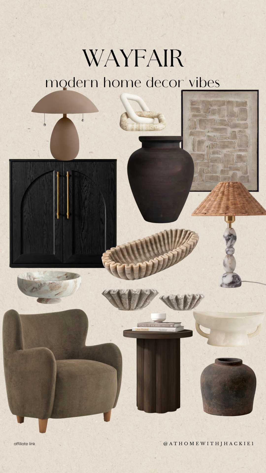Wayfair home decor, Wayfair modern decor, modern home decor, Wayfair furniture finds, contemporary home decor, neutral modern decor, moody home decor, black accent cabinet, sculptural home decor, modern table lamps, statement vase decor, modern accent chair, modern side table, textured decor, designer inspired decor, warm modern interiors, modern living room ideas, Wayfair home finds

#LTKHome