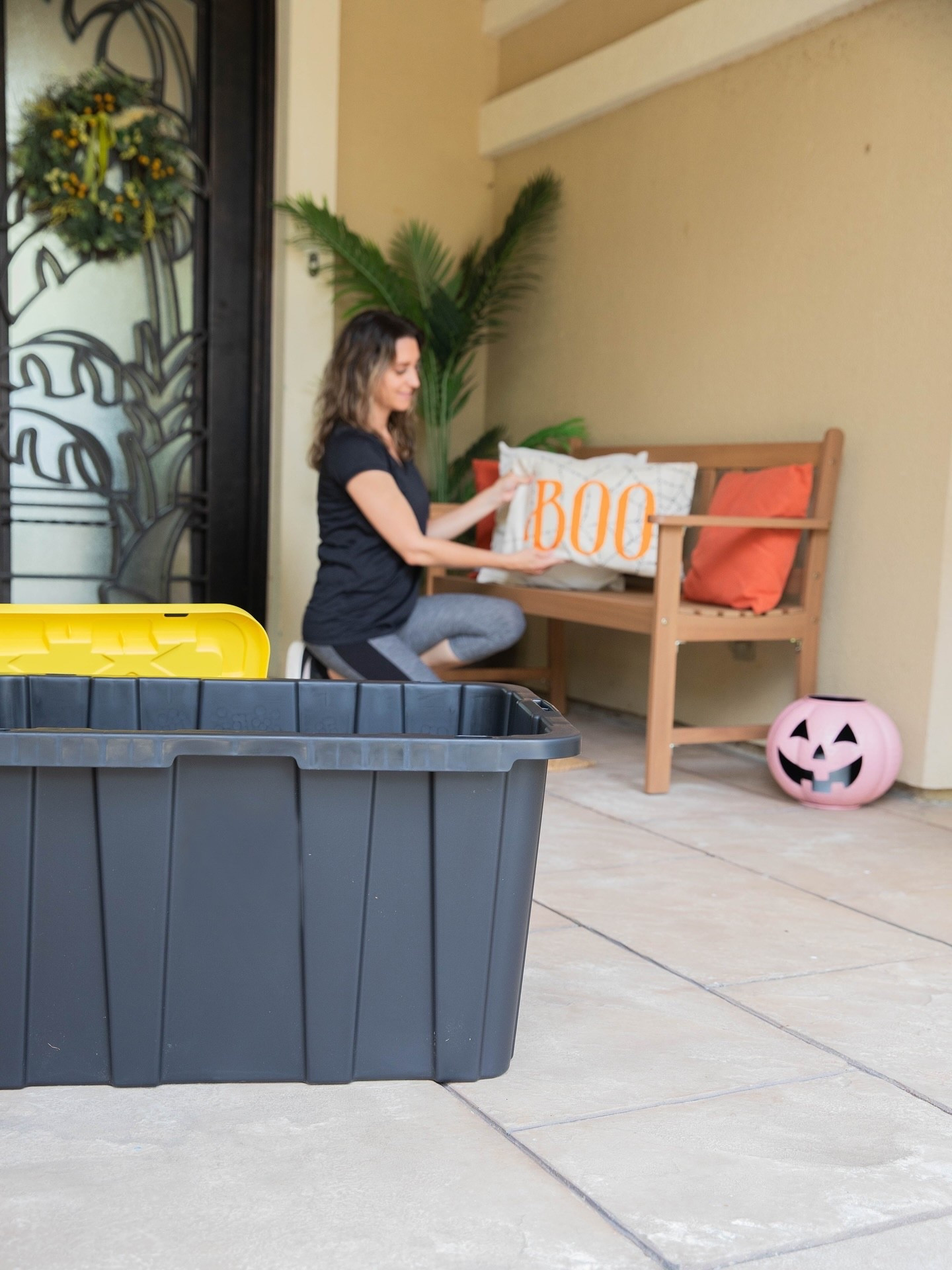 👻 From plain to spook-tacular! My entryway went from everyday bland to full-on Halloween magic 🎃✨ #sponsored 

Thanks to my @sterilitecorporation Sterilite bins, all my seasonal décor stayed organized, dust-free, and ready to go — making decorating so much easier (and way more fun!). 

Pumpkins, seasonal pillows, boo mat… now my guests get a haunted welcome the moment they walk in 👀🖤 


How are you decorating for Halloween this year? 🎃🕸️ 
.
.
#ToteallyOrganized #Sterilite #Sterilitenation #HalloweenDecor #EntrywayGoals #SeasonalOrganization #SteriliteStorage #SpookySeason #HomeOrganization #HolidayStorage #DecoratingMadeEasy #HalloweenVibes #OrganizeWithMe