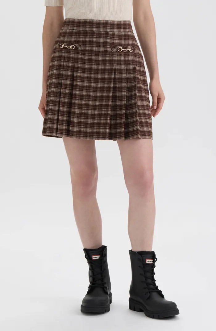 Hunter Plaid Pleated Horsebit Miniskirt | Nordstromrack | Nordstrom Rack