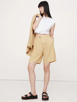 High-Rise Drapey Twill Bermuda Short | Banana Republic (CA)