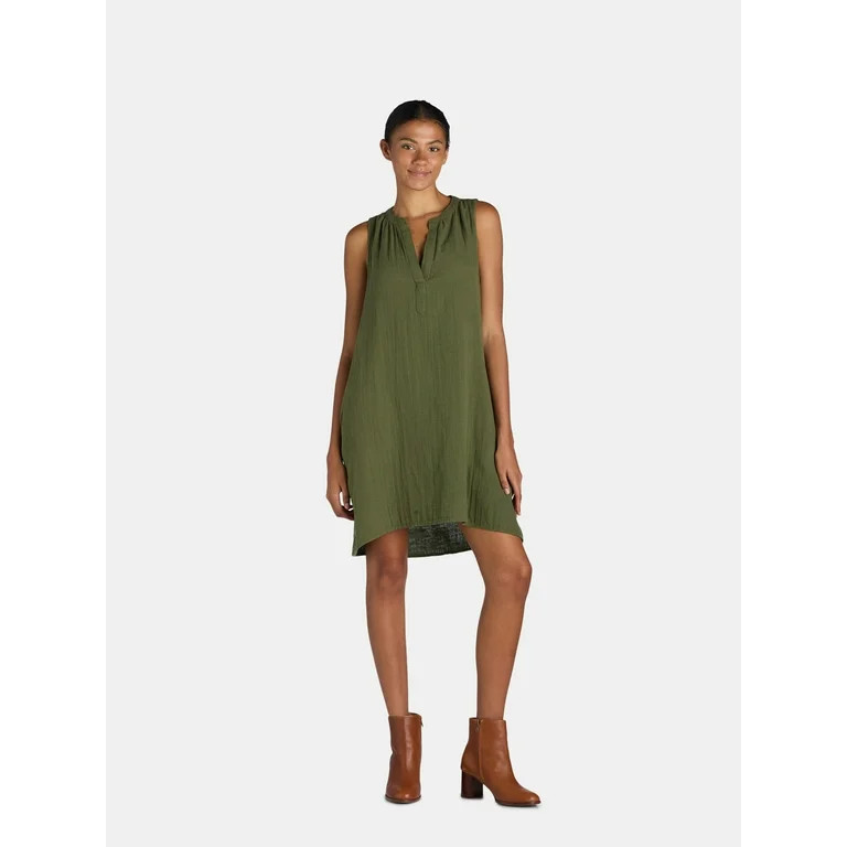 Time and Tru Women's Double Cloth Dress | Walmart (US)