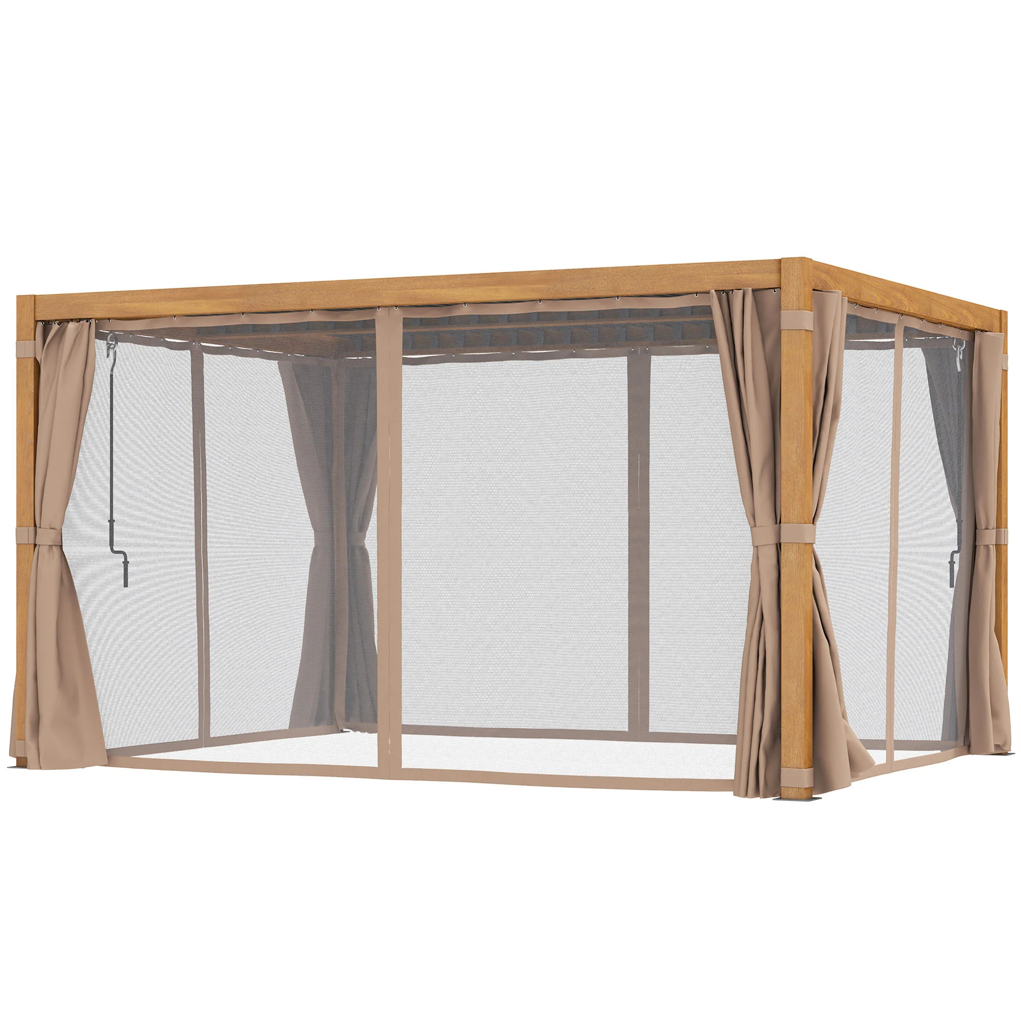 10x13 Backyard Pergola with Louvered Top and Netting | Shop Simon