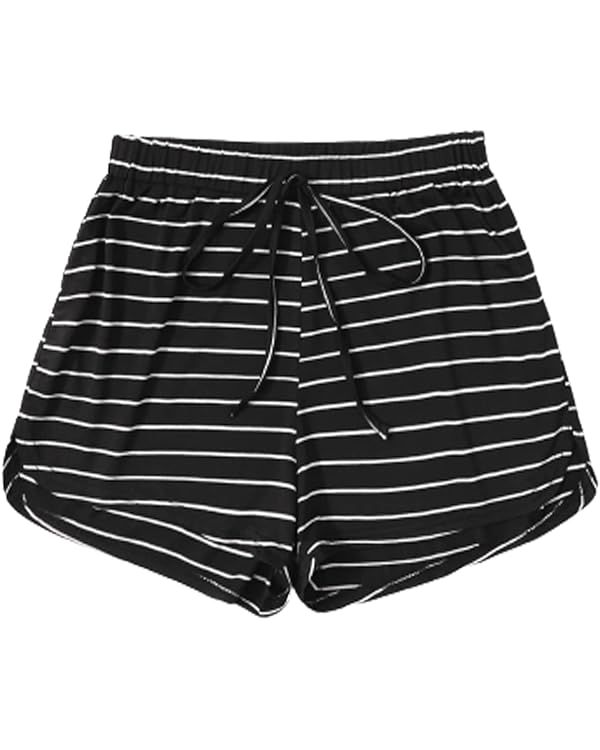 Verdusa Women's Casual High Elastic Waist Tie Front Checkered Print Drawstring Mini Shorts | Amazon (US)