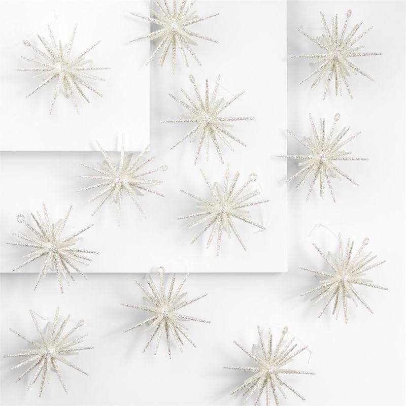 3D Silver Glitter Star Christmas Tree Ornaments, Set of 12 + Reviews | Crate & Barrel | Crate & Barrel