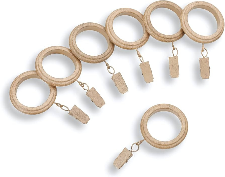 MODE Farmhouse Collection Beveled Curtain Clip Rings, Set of 14 Curtain Rings with Clips, Fits MO... | Amazon (US)