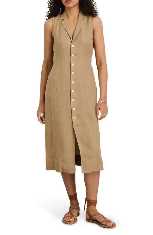 Alex Mill Mathilde Sleeveless Linen Dress in Vintage Khaki at Nordstrom, Size Large | Nordstrom