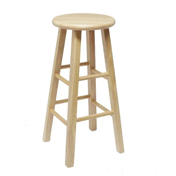 Mainstays Fully Assembled 29" Natural Wood Backless Bar Stool | Walmart (US)