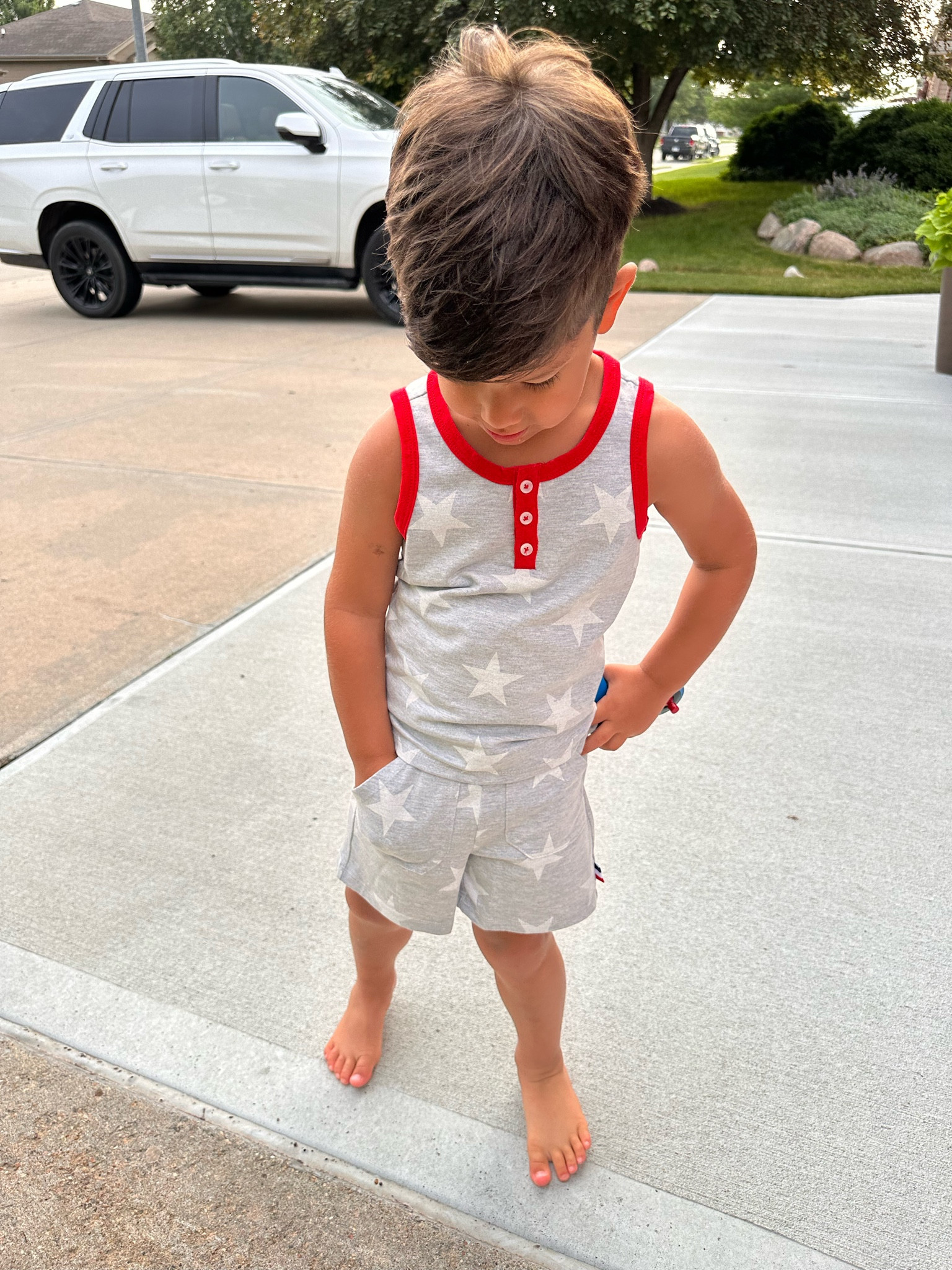 4th of July set for toddler boy. Wearing a 4T. On sale  for $6