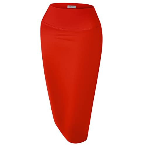 Womens Below the Knee Pencil Skirt for Office Wear - Made in USA, Red, Small | Amazon (US)