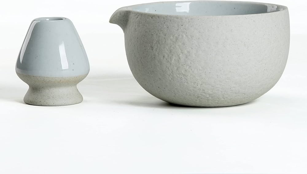 TEANAGOO Japanese Natural Rock Texture Matcha Chawan (Pouring Spout) with Whisk Rest, 18 OZ, K13, Lt. Grey, Matcha Tea Bowl, Ceramic Bowl, Tea Bowls For Matcha, Matcha Bowl Ceremonial Accessories… | Amazon (US)