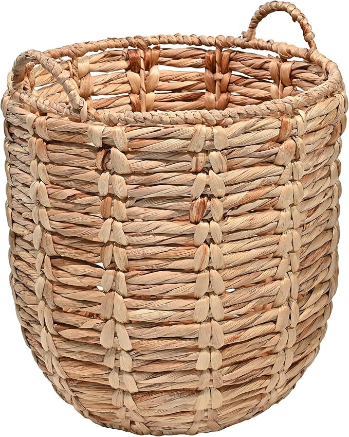happimess BSK1003A Laurel Bohemian Hand-Woven Abaca Wicker Storage Basket with Handles, Seagrass ... | Amazon (US)