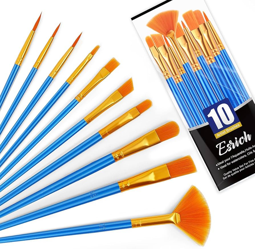 Amazon.com: ESRICH 10PCS Paint Brushes,Paint Brush for Acrylic Painting,Acrylic Paint Brush Set f... | Amazon (US)