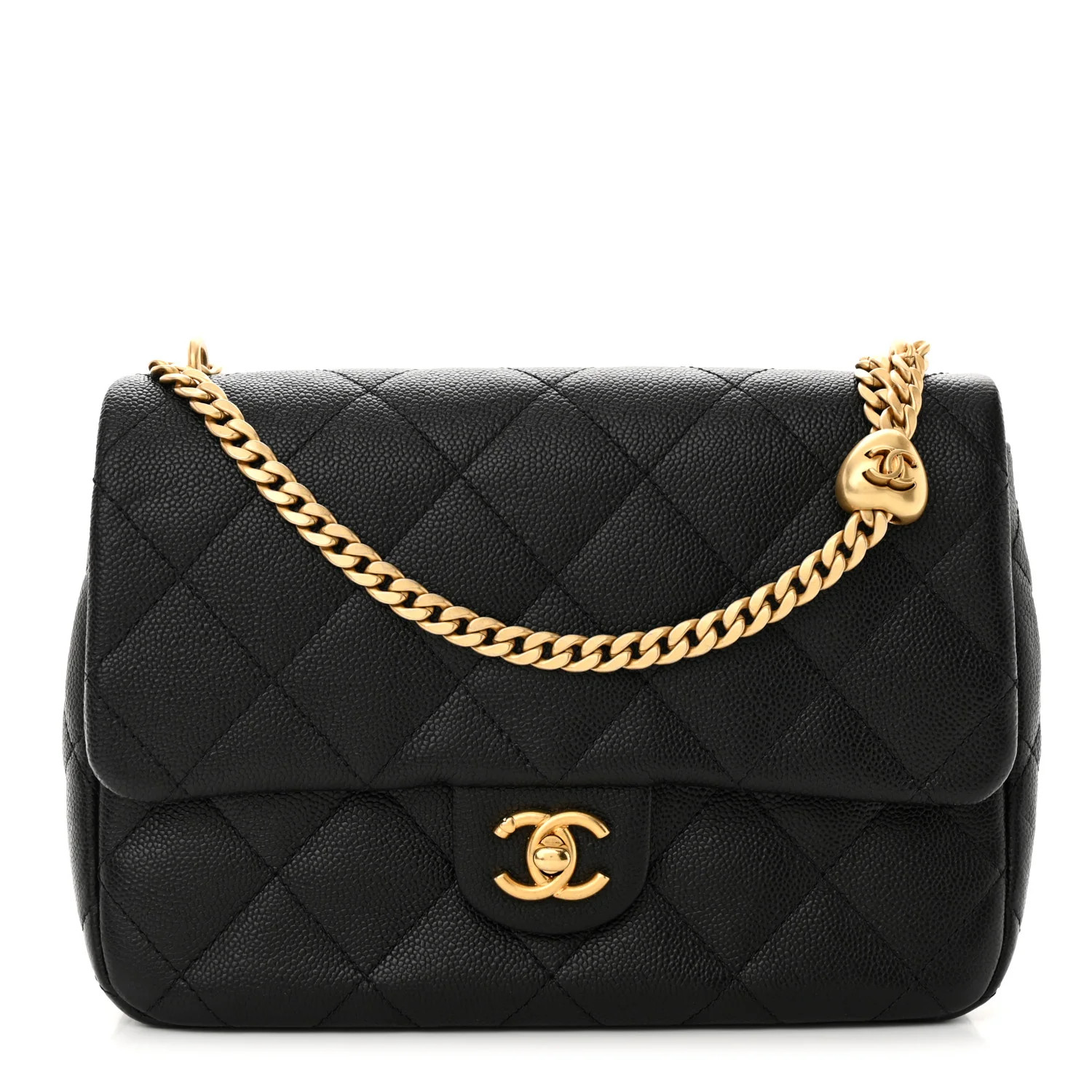 Caviar Quilted Sweetheart Flap Black | FASHIONPHILE (US)