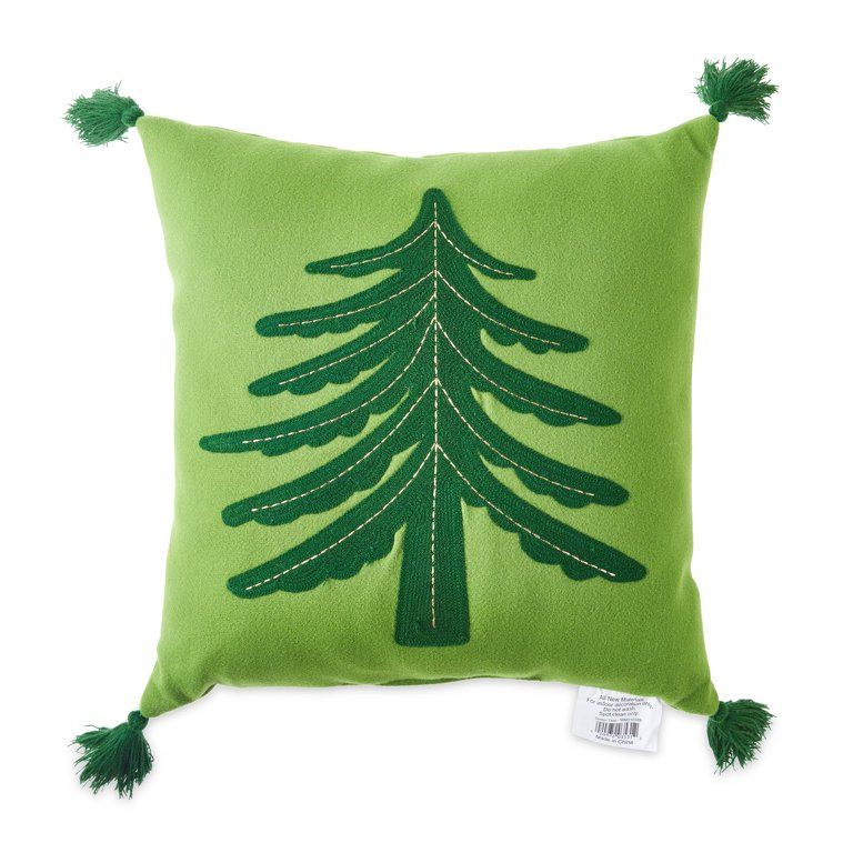 Holiday Time 16x16inch Sqaure Green Tree Christmas Decorative Pillow - Walmart.com | Walmart (US)