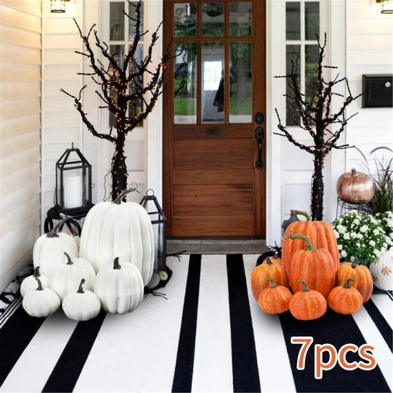 7pcs Home Decoration Halloween Props Party Artificial Pumpkin Craft Fake Garden | Etsy (US)