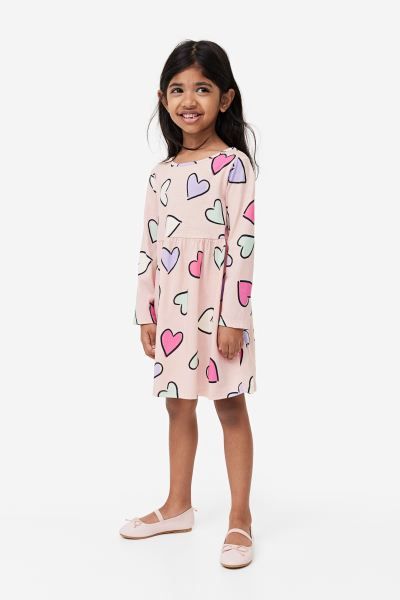 Cotton Jersey Dress - Beige/hearts - Kids | H&M US | H&M (US + CA)
