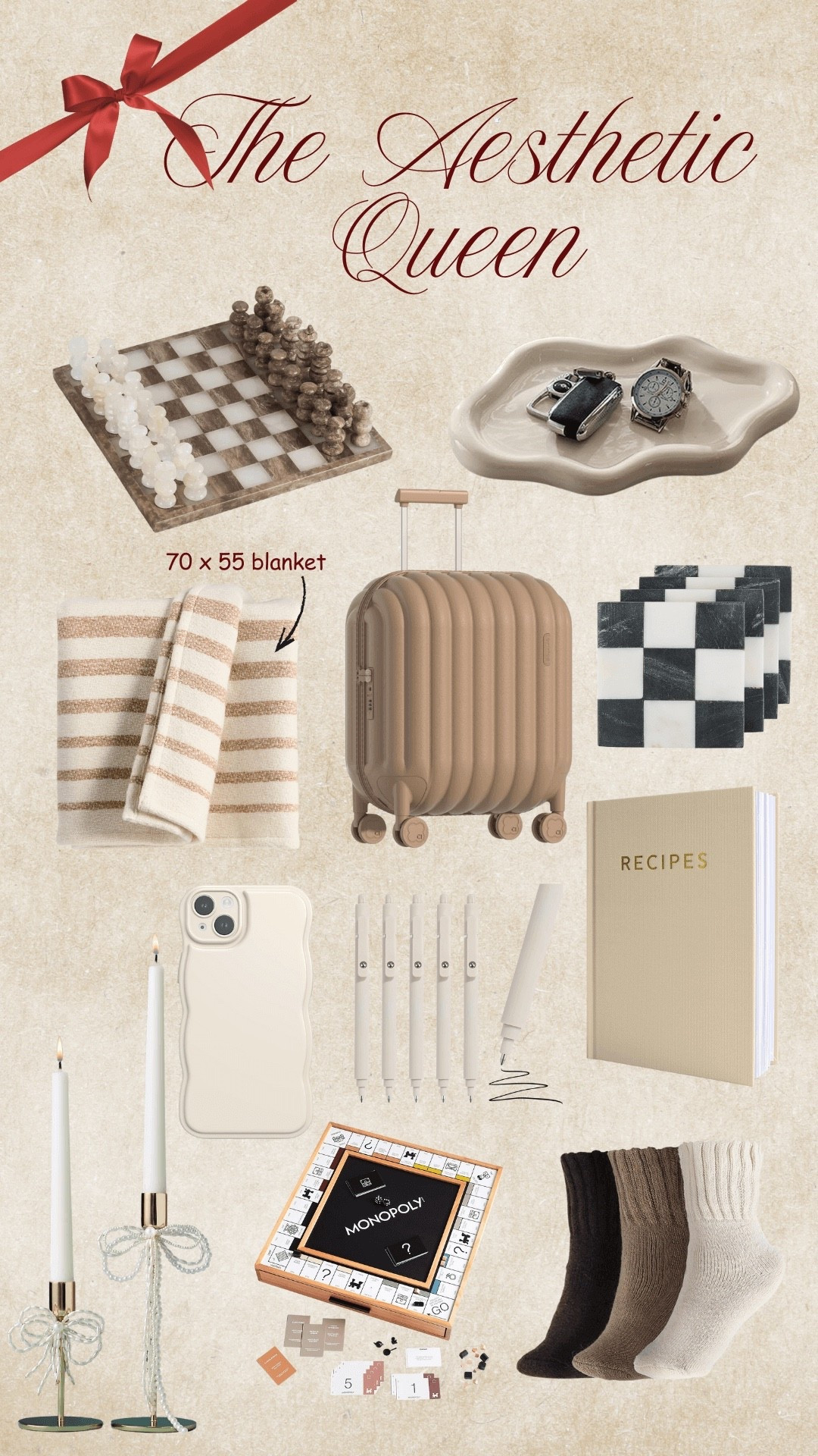 Gift ideas for the aesthetic queen • chess • beige luggage • checkered coasters • holiday gift guide for the beige girl • home decor finds • neutral chess game

#LTKGiftGuide #LTKHoliday #LTKCyberWeek