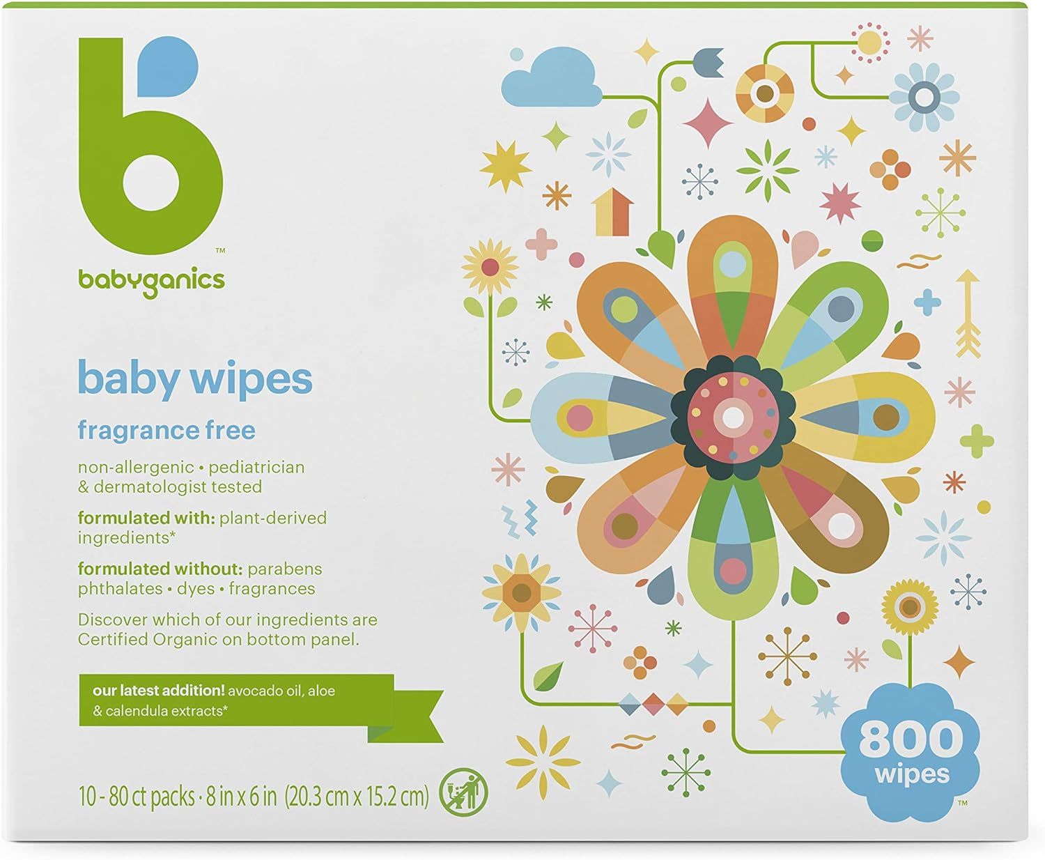 Baby Wipes, Babyganics Unscented Diaper Wipes, 800 Count, (10 Packs of 80), Non-Allergenic and formu | Amazon (US)